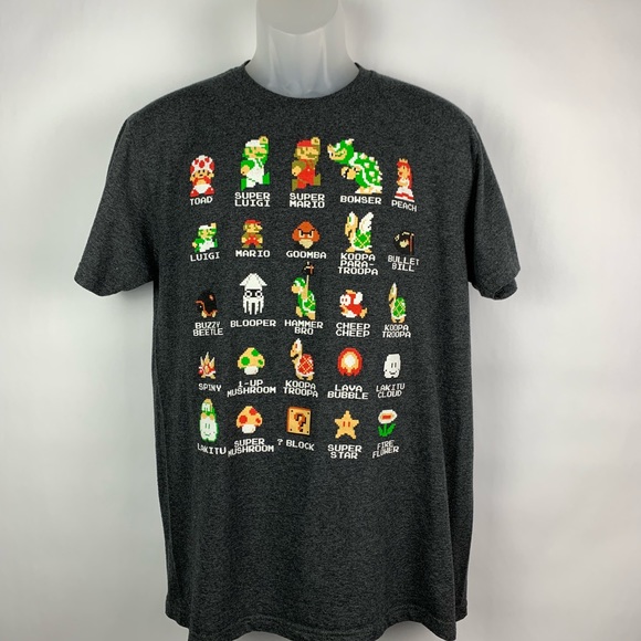 Super Mario Bros Other - Unique Super Mario Bros Grey Mens Large T-shirt